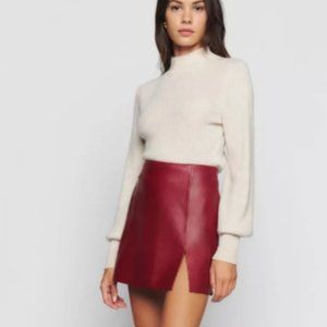 Reformation Veda Red Leather Mini Skirt Size 4